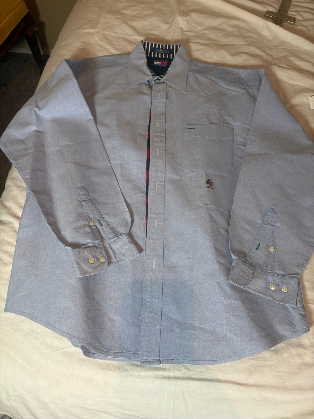 Tommy Hilfiger Light Blue Men's Dress Shirt with Chest Pocket